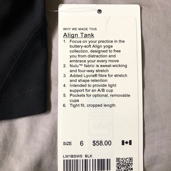 Lululemon Black Align Tank Size 6 BNWT - Picture 6 of 6